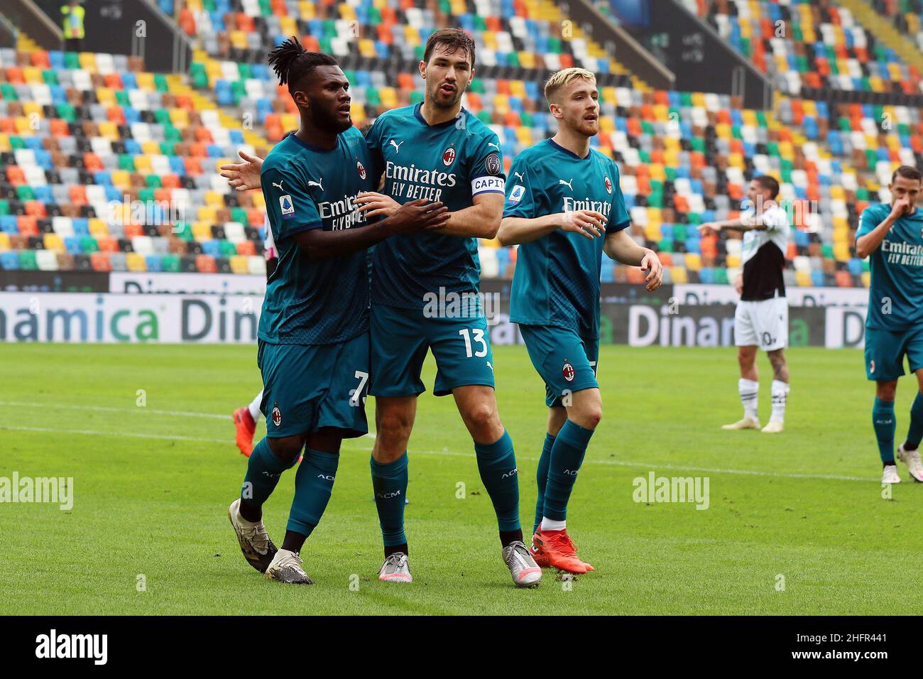 Andrea Bressanutti/Lapresse 01 novembre 2020 Udine, Italie football sportif Udinese vs Milan - Italien football Championship League A Tim 2020/2021 - Dacia Arena Stadium in the pic: Kessie 0-1, AC Milan fête Banque D'Images