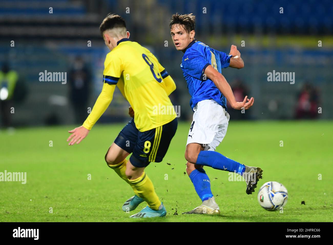 Lapresse - Jennifer Lorenzini 18 novembre 2020 Pise (Italie) Sport Soccer Italia moins de 21-Svezia moins de 21 qualifications Euro moins de 21 2021 - "Arena Garibaldi" Stade dans le pic: Samuele Ricci, Armin Gipovic Banque D'Images