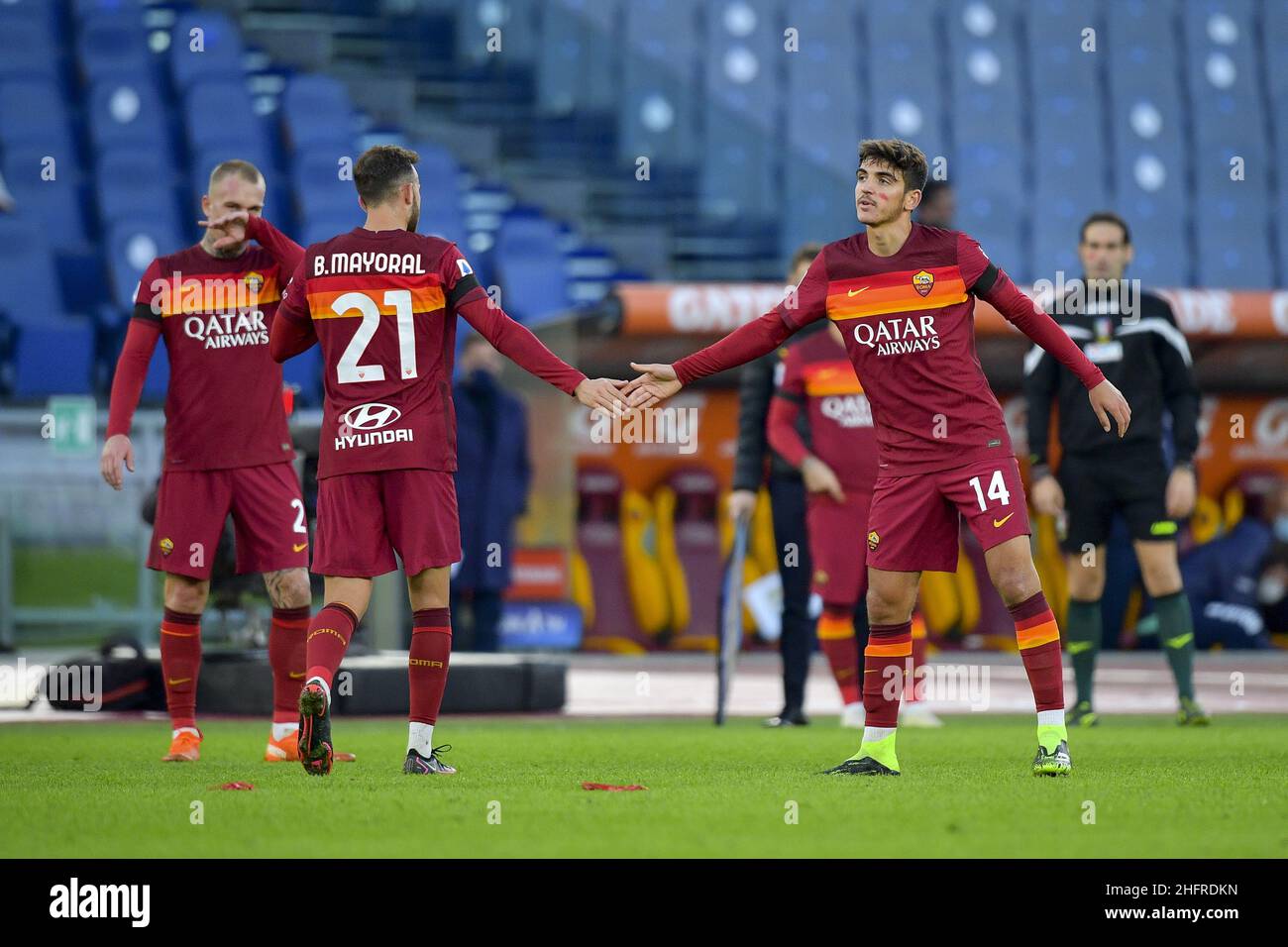 Fabio Rossi/AS Roma/Lapresse 22/11/2020 Rome (Italie) Sport Soccer Roma-Parme Ligue italienne de football série A Tim 2020/2021 - Stade Olimpic dans le pic: Mayoral Banque D'Images