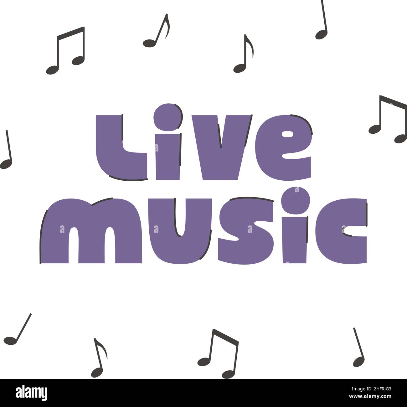 Affiche de musique live avec, lettrage pour la musique live et l'amateur de concert.Expression pour l'impression, l'affiche, l'étiquette, la bannière, le badge,autocollant, élément de conception.Vecteur Illustration de Vecteur