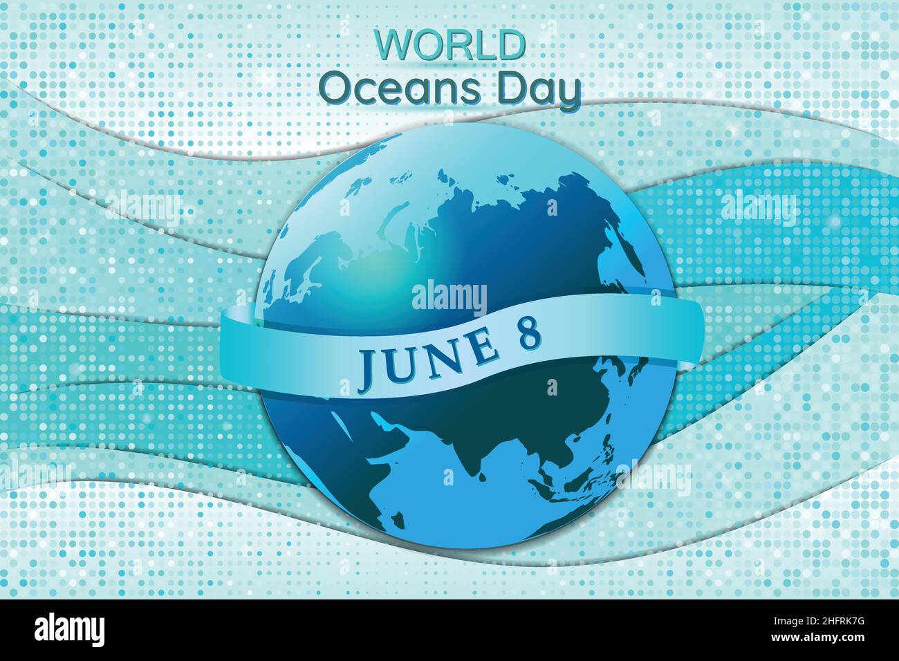 Journée mondiale des océans juin 8 bannière de l'affiche conceptuelle Illustration de Vecteur