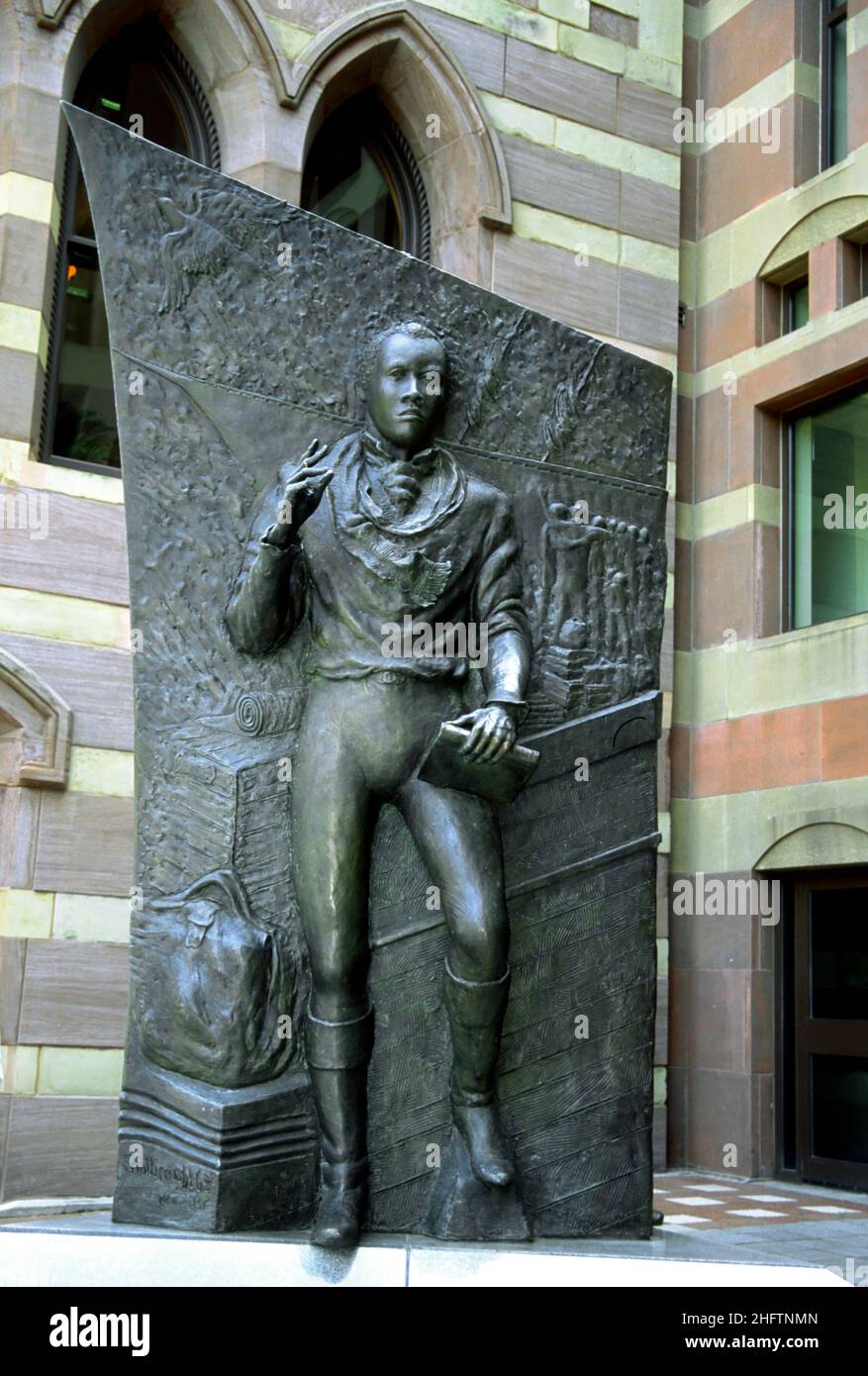 Amistad Memorial, Hartford, Connecticut, États-Unis, commémorant Pieh Senfe,Joseph Cinque, qui a dirigé une rébellion d'esclaves à bord d'un navire de slave en 1839 Banque D'Images