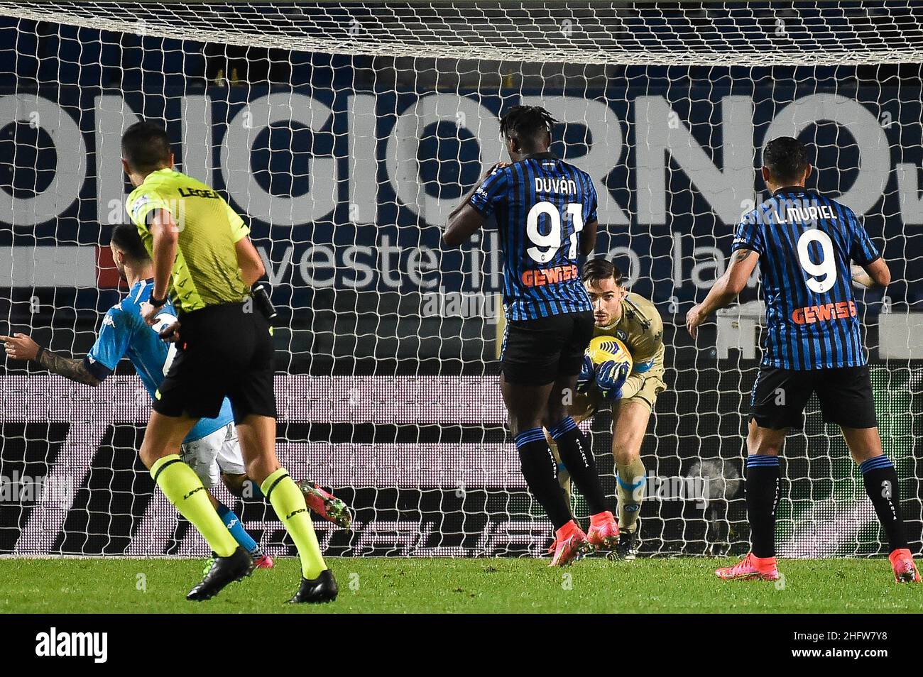 Gianluca Checchi/Lapresse 21 02 2021 Bergame (Italia) Sport Soccer Atalanta vs Napoli - Championnat italien de football League A 2020/2021 - Gewiss Stadium sur la photo: Alex Meret Banque D'Images