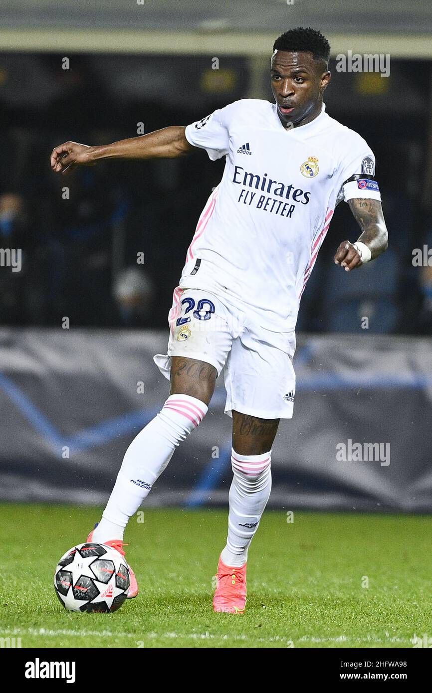 Lapresse - Marco Alpozzi 24 février 2021 Bergame, Italie football sport Atalanta vs Real Madrid - UEFA Champions 2020 2021- Round de 16 - Etape 1 de 2 dans le pic: Vinicius Junior (Real Madrid); Banque D'Images