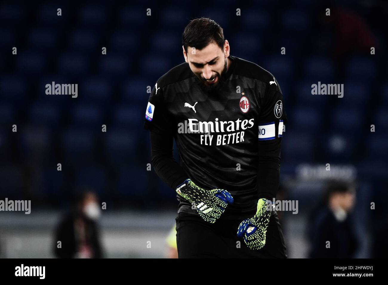 Alfredo Falcone - Lapresse 28/02/2021 Roma (Italie) Sport Soccer Roma - Milan Championnat italien de football League A Tim 2020 2021 - Olimpico Stadium of Roma in the pic:gianluigi donnarumma Banque D'Images