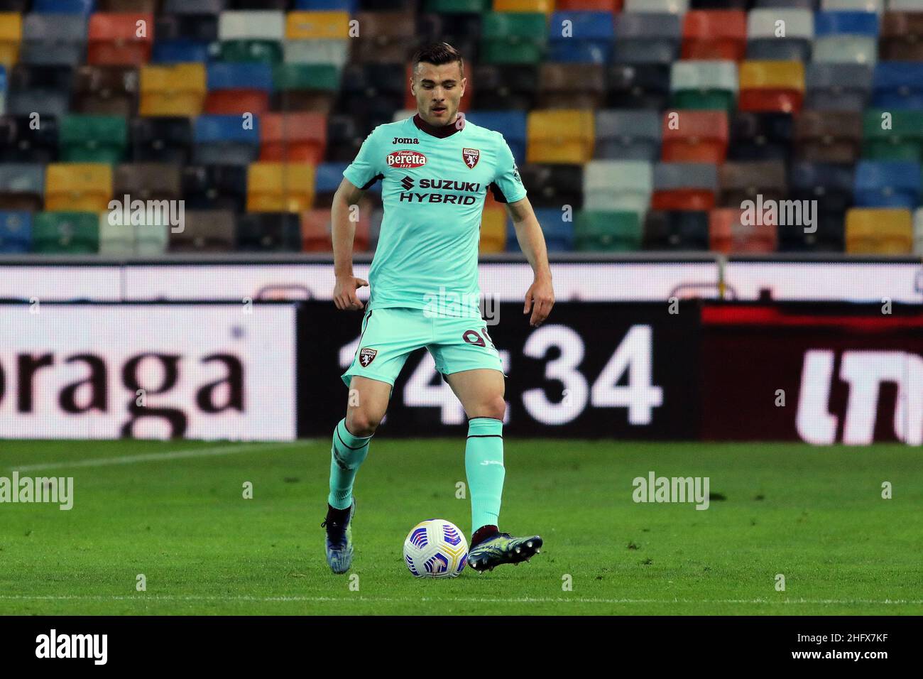 Andrea Bressanutti/Lapresse 10 avril 2021 Udine, Italie football sportif Udinese vs Torino - Ligue italienne de football A Tim 2020/2021 - Stade Dacia Arena dans le pic: alessandro buongiorno Banque D'Images