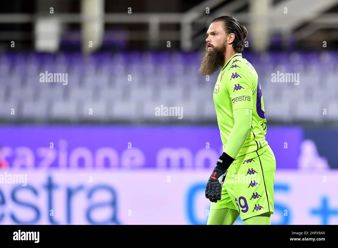 Lapresse - Jennifer Lorenzini 11 avril 2021 Firenze (Italie) Sport Soccer Fiorentina - Atalanta Italian football Championship League A TIM 2020/ 2021 - 'Artemio Franchi' Stadium in the pic: Bartlomiej Dragowski Banque D'Images