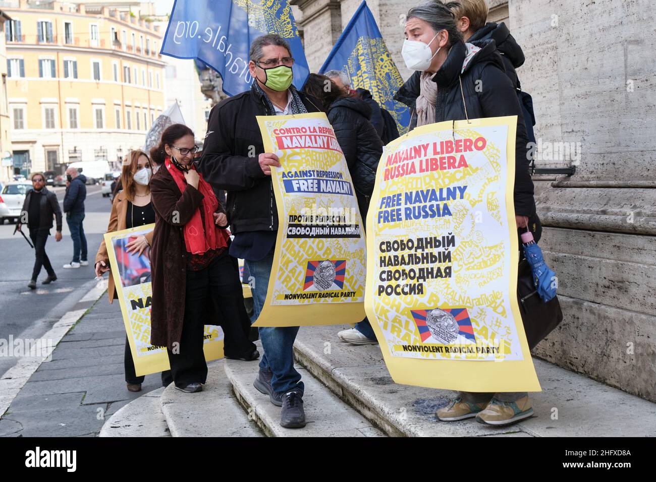 Mauro Scrobogna /Lapresse 21 avril 2021 Rome, Italie Actualités sur la photo: Salvatore Buzzi condamné dans le procès du monde de l'énigme lors du sit-in organisé par le parti radical pour demander la libération du dissident russe Alexei Navalny Banque D'Images