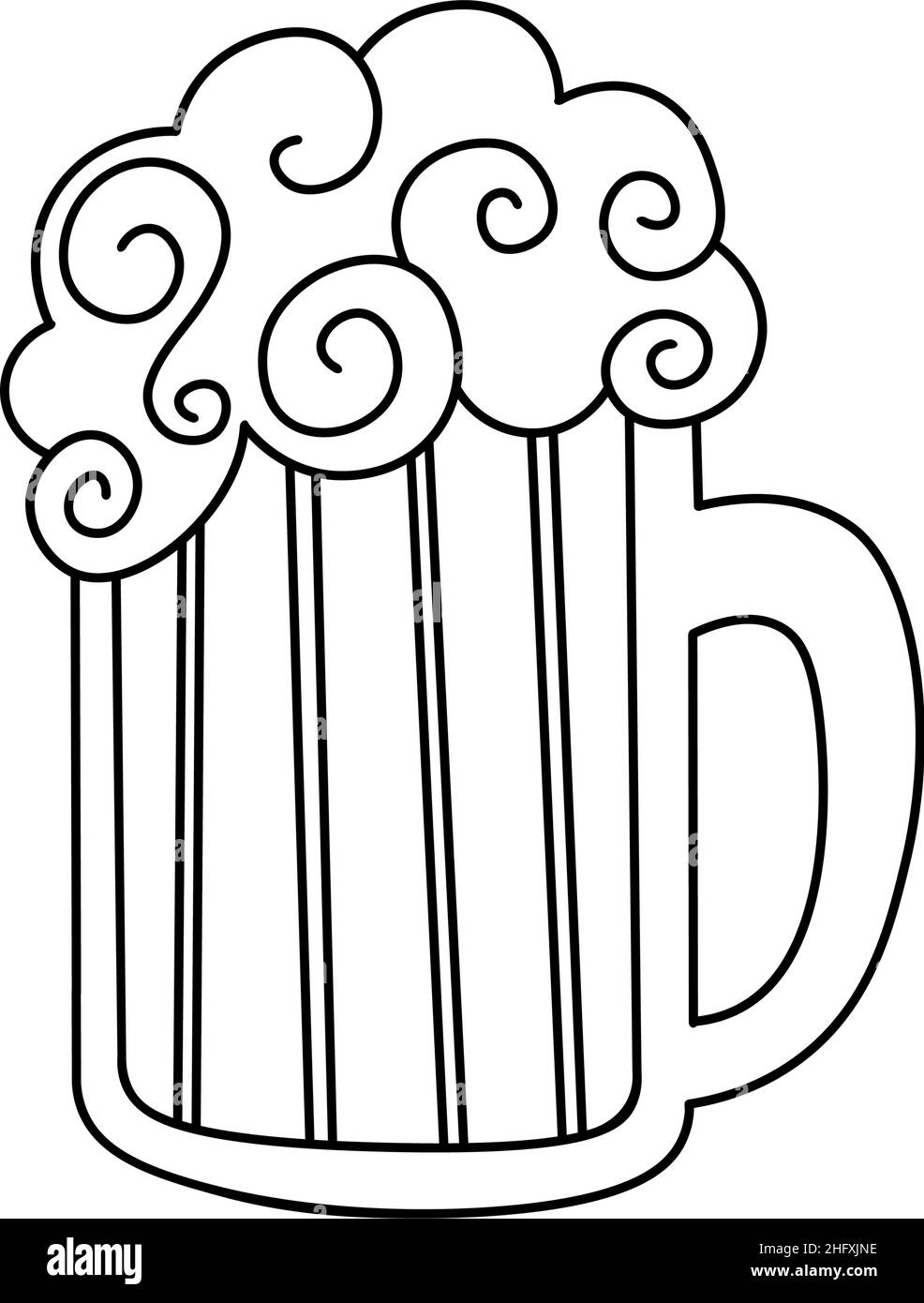 Bière froide tirée à la main.Elements pour le festival de l'oktoberfest.Illustration vectorielle de style doodle isolée en arrière-plan.Dessin d'un verre de bière. Illustration de Vecteur