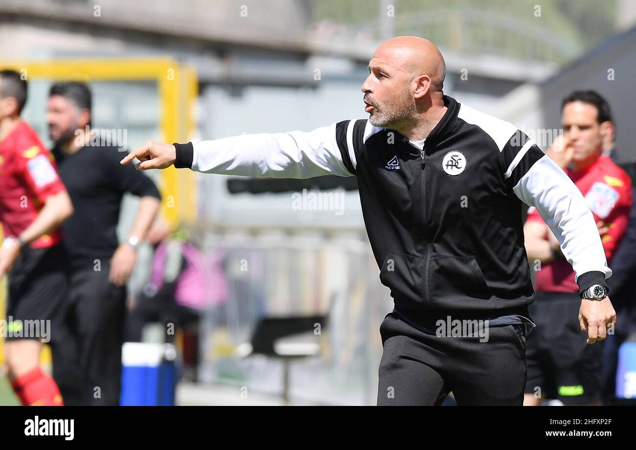 Foto Lapresse - Tano Pecoraro 08 05 2021 la Spezia - (Italie) Sport Calcio Spezia vs Napoli Campionato di Calcio série A TIM 2020/2021 - Stadio 'Alberto Picco' nella foto:Vincenzo Italiano, allenatore Spezia photo Lapresse - Tano Pecoraro 08 mai 2021 ville la Spezia - (Italie) Sport Soccer Spezia vs Napoli Italian football Championship League A TIM 2020/2021 - 'Alberto Picco' Stadium in the pic: Vincenzo Italiano, Spezia coach Banque D'Images