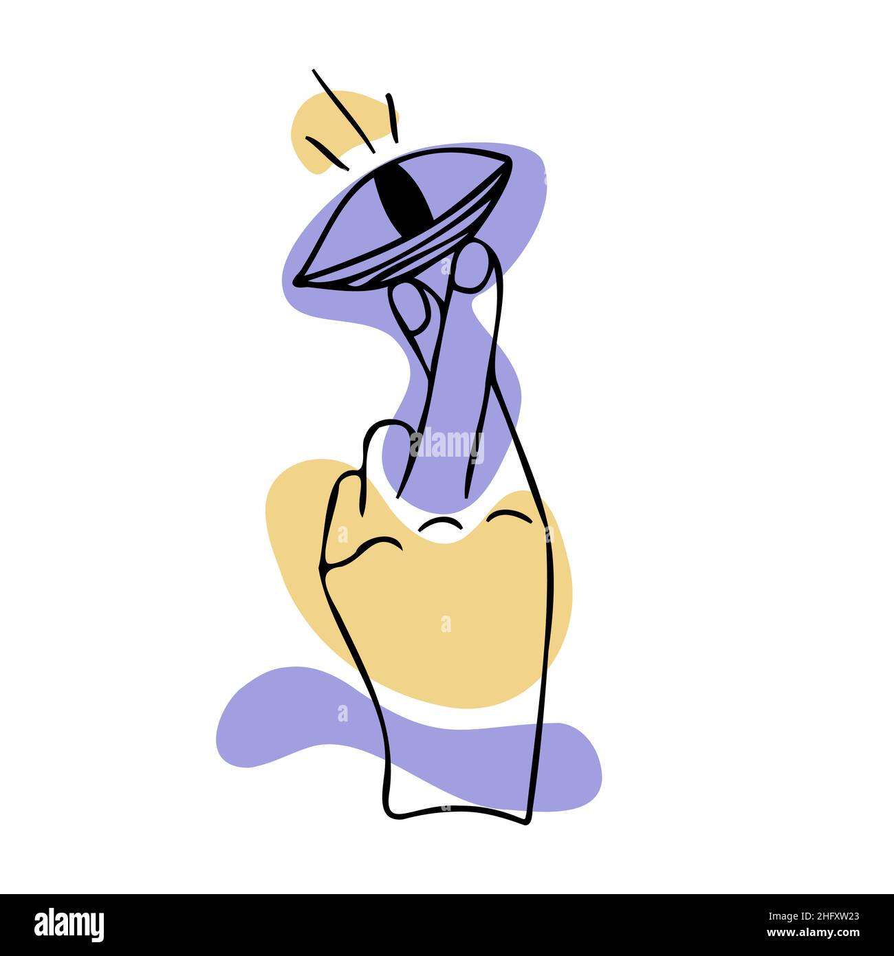 Main avec les doigts de croisement et tous les yeux de vue sur son pour Bonne chance.Mouvement de la main.Signe de chance mystique sur arrière-plan des taches abstraites.Illustration vectorielle main souhaitant quelque chose. Illustration de Vecteur