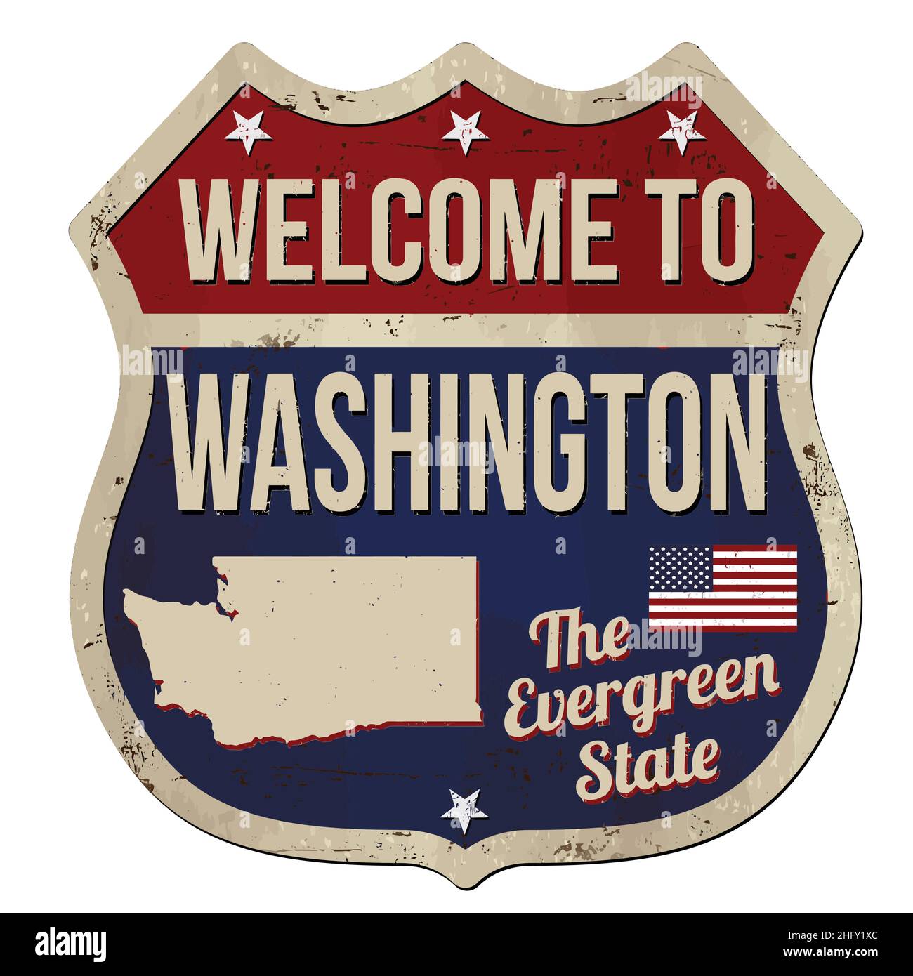 Bienvenue à Washington vintage métal rouillé signe sur un fond blanc, vector illustration Illustration de Vecteur