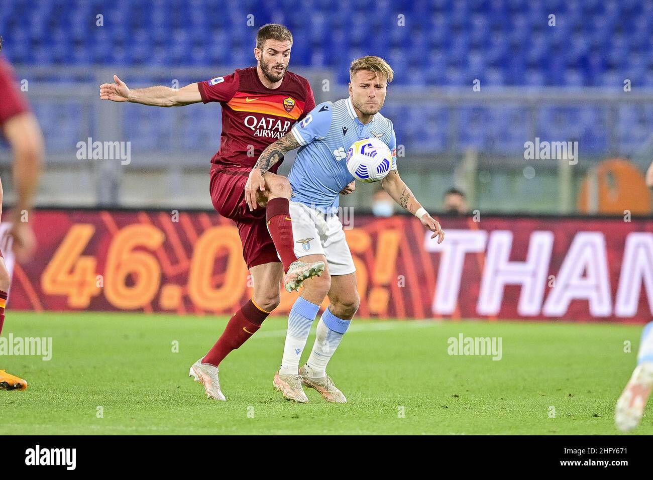 Fabio Rossi/AS Roma/Lapresse 15/05/2021 Rome (Italie) Sport Soccer Roma-Lazio Ligue italienne de football série A Tim 2020/2021 - Stade Olimpic dans la photo: Banque D'Images