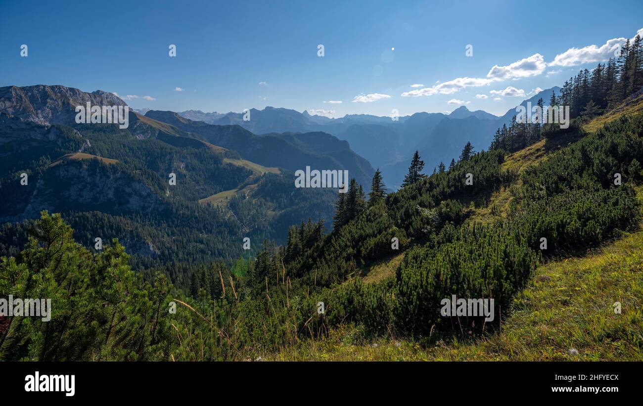 Alpen, Berchtesgadener Land im Sommer BEI blauem Himmel und schöner Sicht Banque D'Images