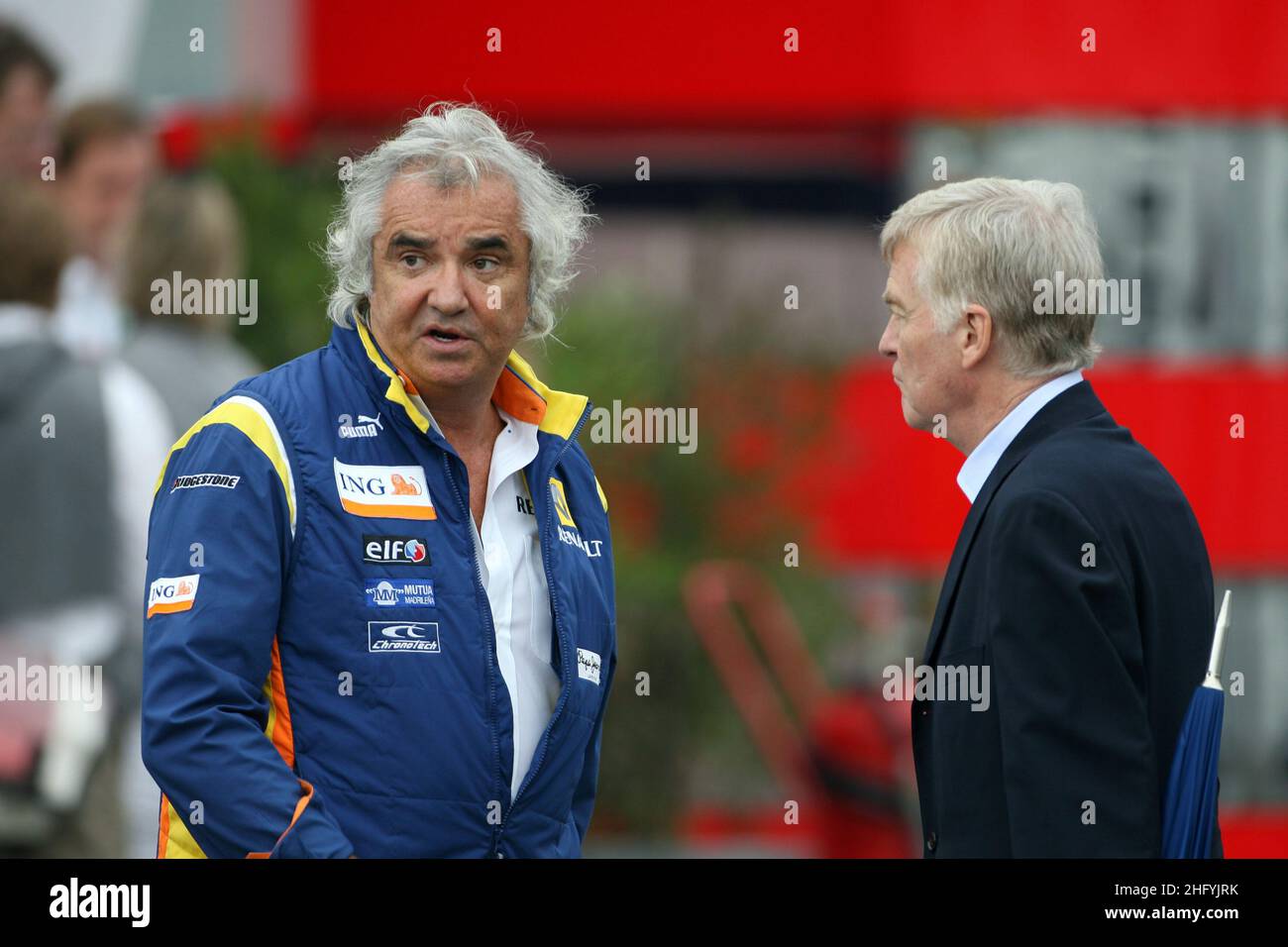 © Photo4 / Lapresse Sport motori 14/9/2008 Monza Gran Premio di Formula Uno Italia-Monza 2008 Nella foto: Flavio Briatore (ITA), Renault F1 Team Chief, Managing Director con Max Mosley (GBR), FIA President © Photo4 / Lapresse 14/9/2008 Monza Italy Sport Grand Formula One Italy-Monza 2008 au prix pic:Flavio Briatore (ITA), Renault F1 Team, Team Chief, Managing Director et Max Mosley (GBR), Président de la FIA Banque D'Images