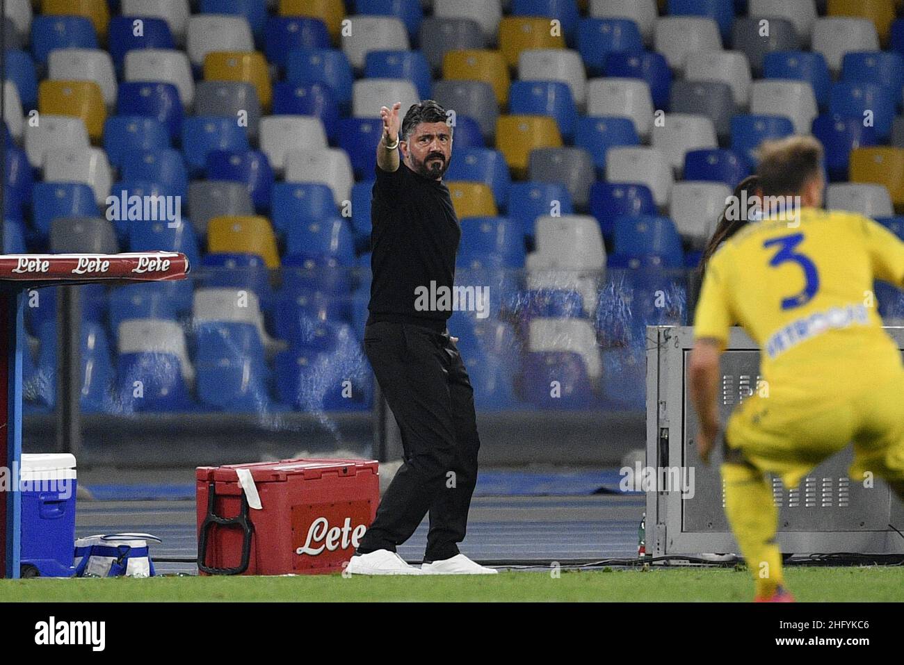 Fabrizio Corradetti / Lapresse 23/05/2021 Naples, Italie football sportif Napoli vs Hellas Verona - Ligue italienne de football A TIM 2020/2021 - Stade San Paolo.Dans le pic: Chef entraîneur Gennaro Gattuso (Naples) Banque D'Images