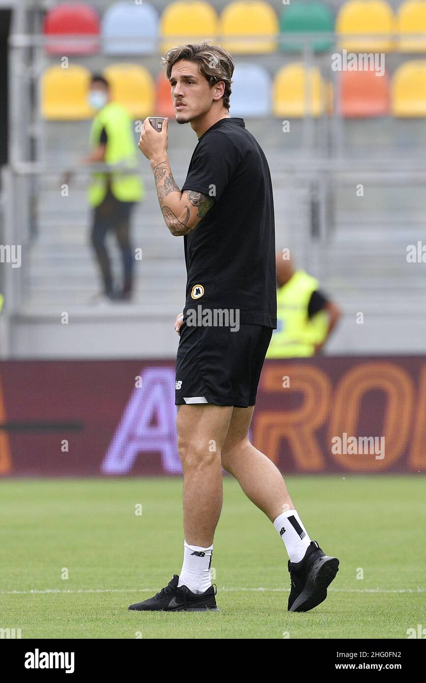 Fabrizio Corradetti / Lapresse 25st juillet 2021 Frosinone, Italie football sportif COMME Roma vs Debrecen - pré-saison amicale 2021/2022 - Benito stade Stirpe dans le pic: Nicolo' Zaniolo de AS Roma Banque D'Images