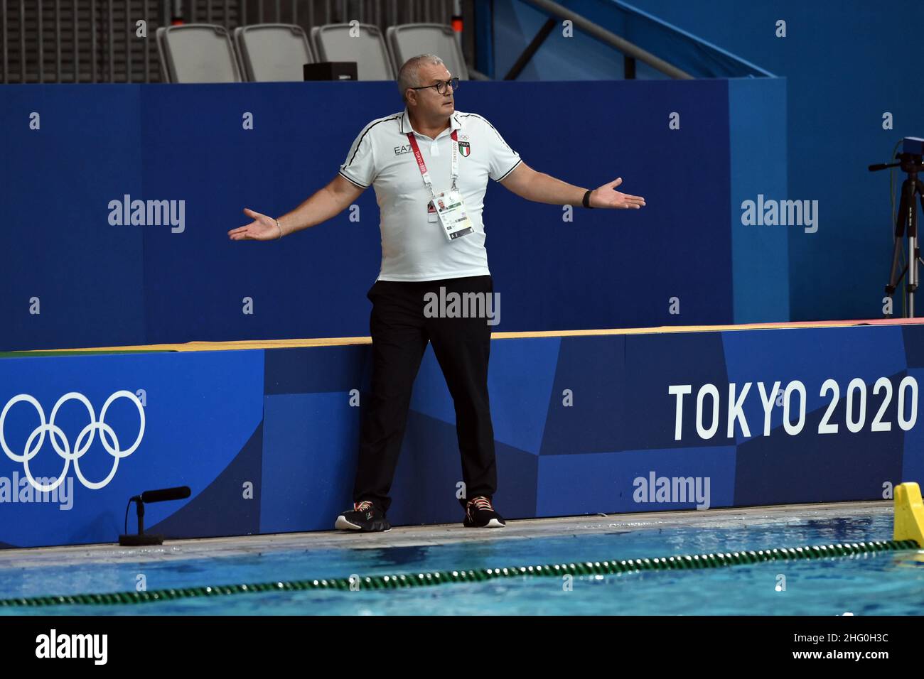 GIAN Mattia d'Alberto / Lapresse 27 juillet 2021 Tokyo Tokyo Jeux Olympiques 2020 Waterpolo masculin sur le pic: Campagna Alessandro Banque D'Images