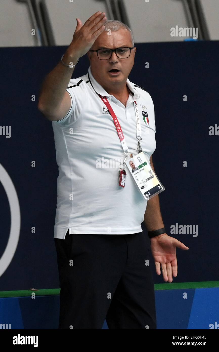 GIAN Mattia d'Alberto / Lapresse 27 juillet 2021 Tokyo Tokyo Jeux Olympiques 2020 Waterpolo masculin sur le pic: Campagna Alessandro Banque D'Images