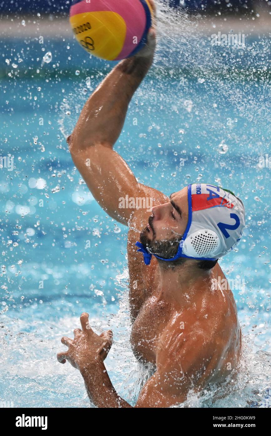 GIAN Mattia d'Alberto / Lapresse 31 juillet 2021 Tokyo Jeux Olympiques 2020 Waterpolo Italie-Japon dans le pic: Di FULVIO Francesco Banque D'Images