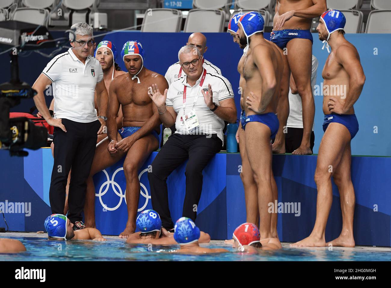 GIAN Mattia d'Alberto / Lapresse 02 août 2021 Tokyo Tokyo Jeux Olympiques 2020 Waterpolo dans le pic: Le jeu, Alessandro Campagna Banque D'Images