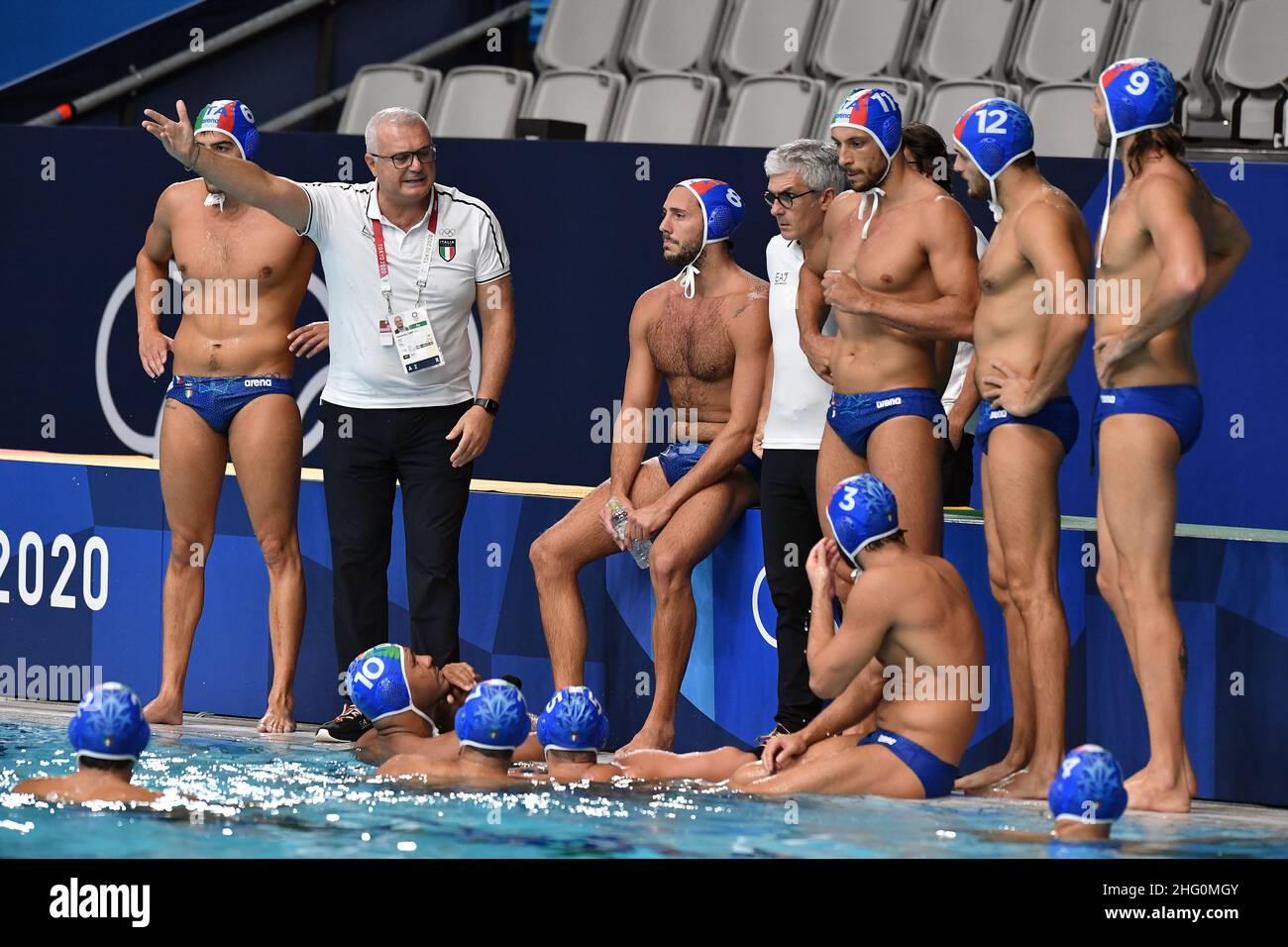 GIAN Mattia d'Alberto / Lapresse 02 août 2021 Tokyo Tokyo Jeux Olympiques 2020 Waterpolo dans le pic: Le jeu, Alessandro Campagna Banque D'Images