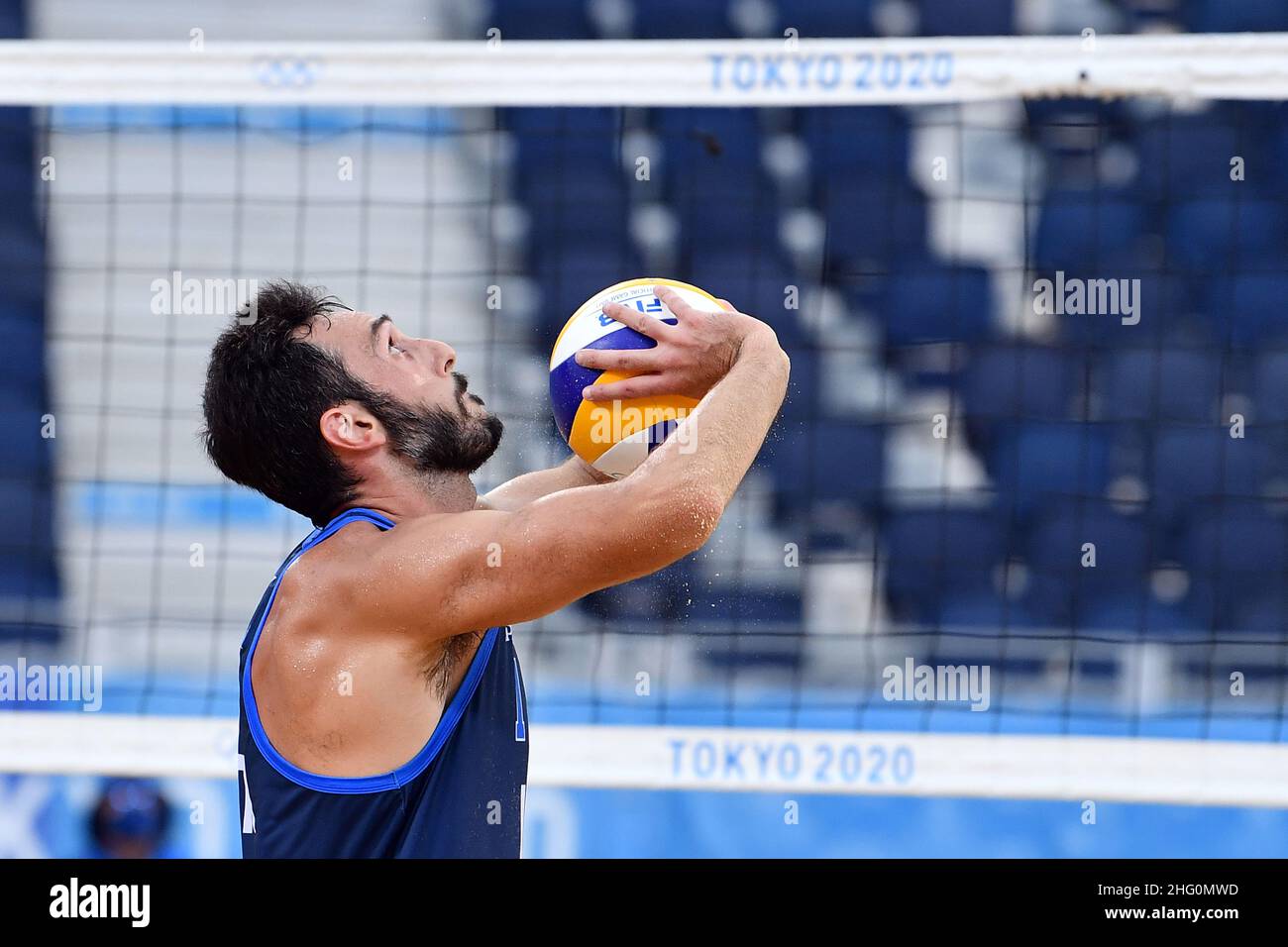 GIAN Mattia d'Alberto / Lapresse 02 août 2021 Tokyo Tokyo Jeux Olympiques de 2020 Plage Volley ITA-POL dans le pic: Paolo Nicolai Banque D'Images