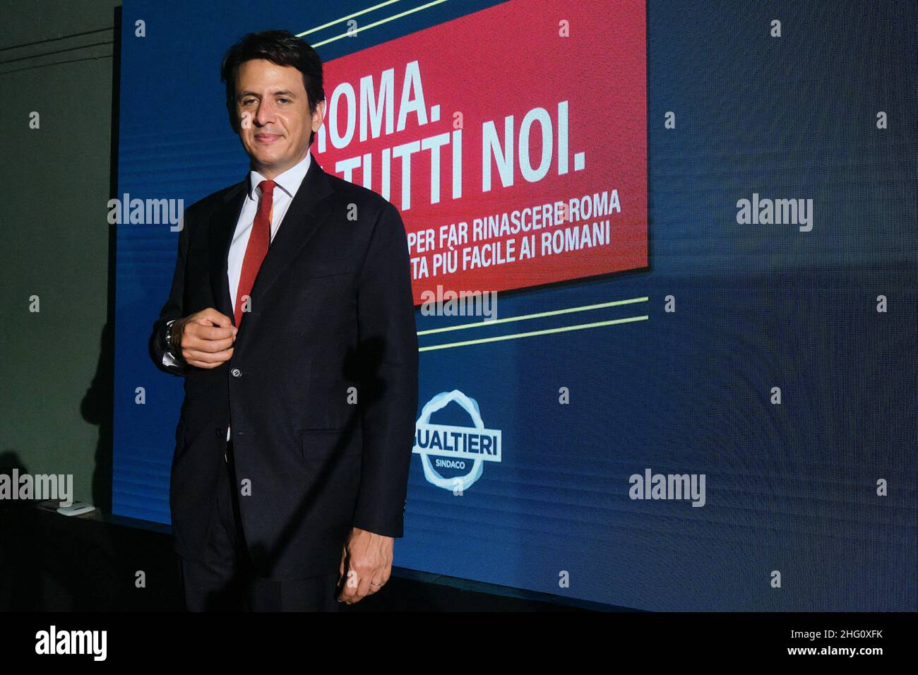 Mauro Scrobogna /Lapresse 18 août 2021 Rome, Italie politique PD - présentation du programme du maire Gualtieri sur la photo: Marco Simoni, directeur public et universitaire italien, auteur du projet pour la Rome de Gualtieri lors de la présentation du programme électoral Banque D'Images