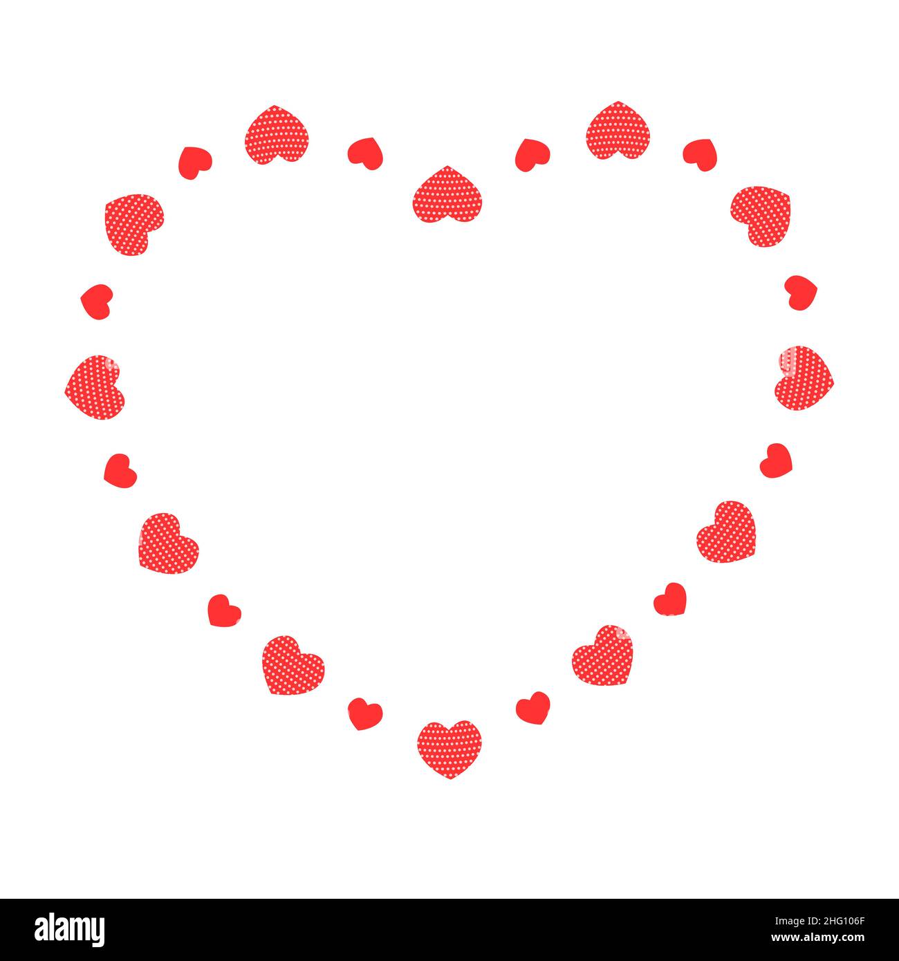 Joli cadre en forme de coeur avec coeurs.Modèle pour carte de Saint-Valentin, invitation de mariage, photo, photo, bannière.Illustration vectorielle plate isolée sur fond blanc. Illustration de Vecteur