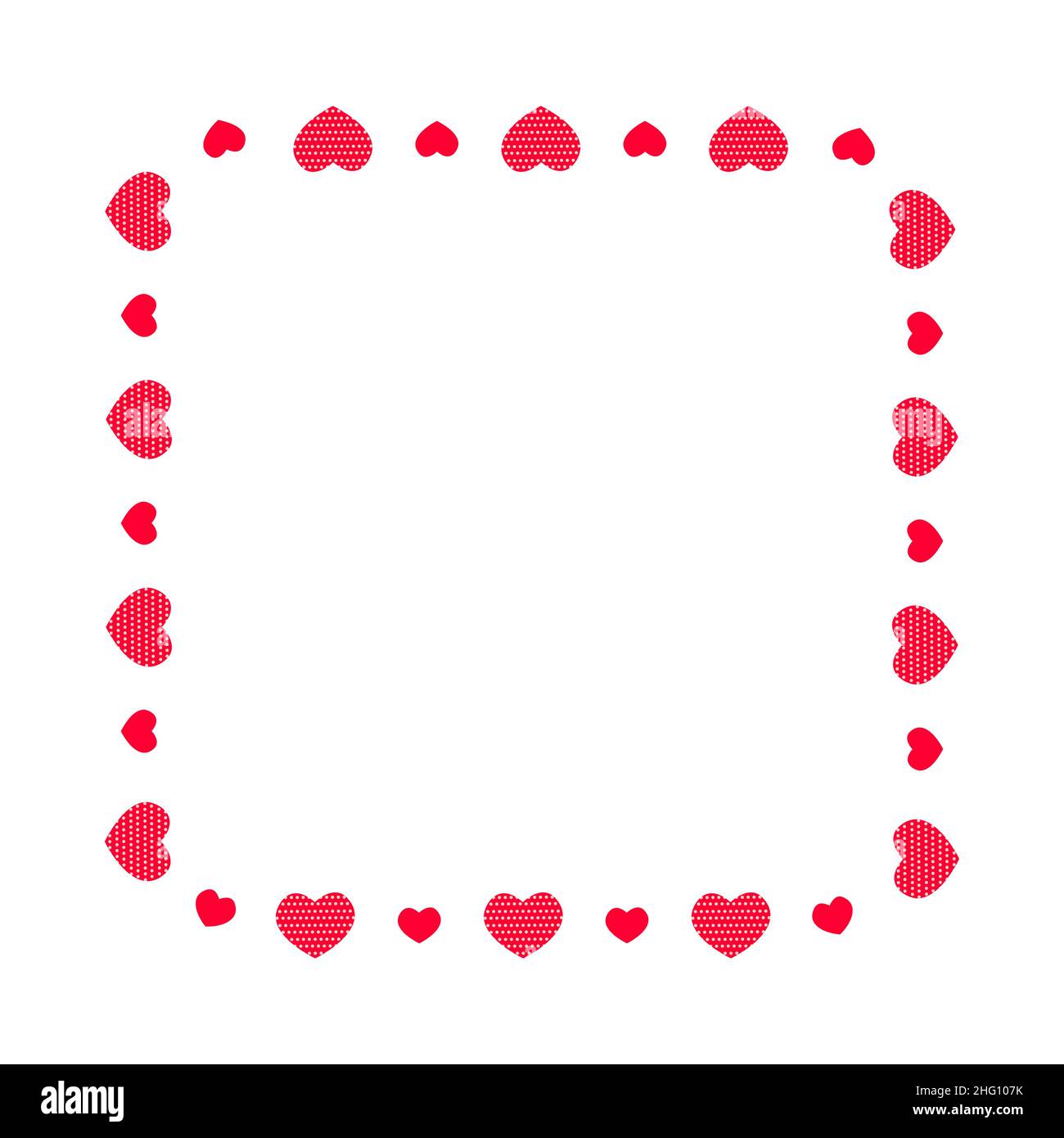 Cadre carré avec coeurs.Modèle pour carte d'invitation de Saint-Valentin, photo, photo, bannière.Illustration vectorielle plate isolée sur fond blanc. Illustration de Vecteur