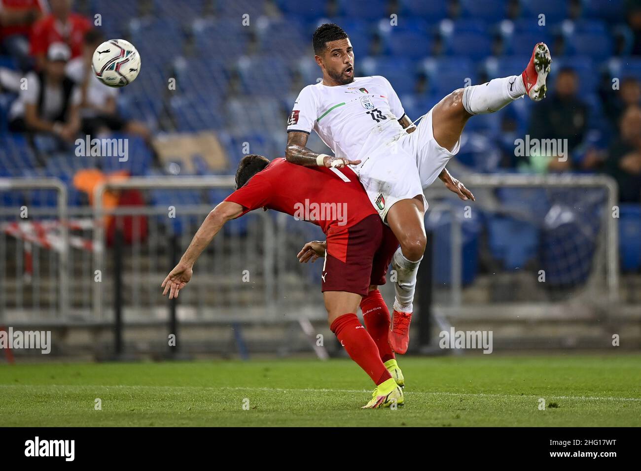 Lapresse - Fabio Ferrari septembre, 05 2021 Bâle, Suisse football Italie contre Suisse - Qatar qualifications de la coupe du monde - Stade St. Jakob-Park de Bâle sur le pic:Emerson Palmieri (Italie) Banque D'Images