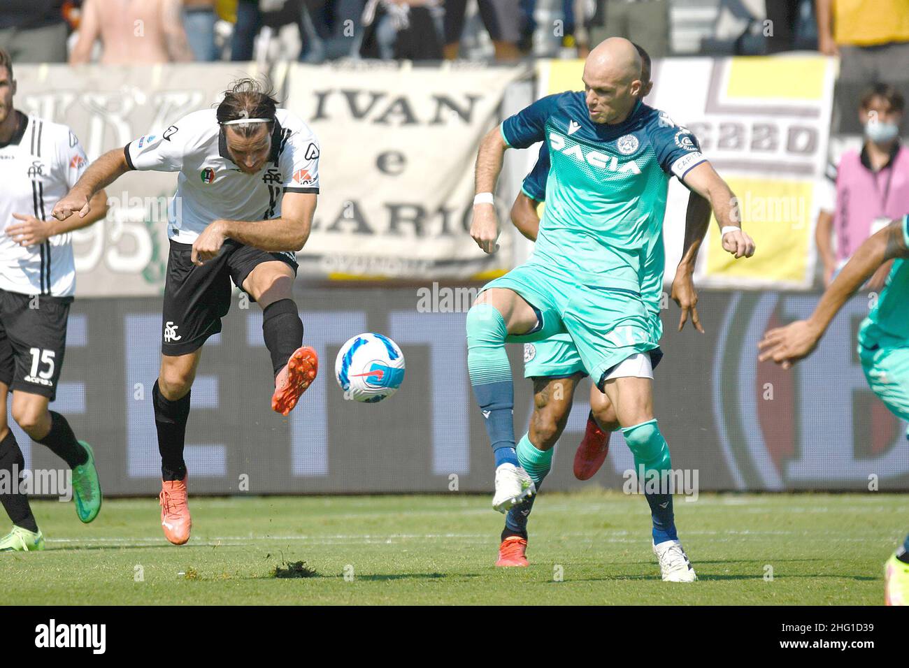 Foto Tano Pecoraro/Lapresse 12 settembre 2021 - LaSpezia, Italia Sport, Calcio Spezia vs Udinese - Campionato italiano di calcio Serie A TIM 2021/2022 - Stadio Alberto Picco Nella foto:Nuytnick photo Tano Pecoraro/Lapresse 12 septembre 2021 - Genoa, Italie Sport, Soccer Spezia vs Udinese - Italien Serie A football Championship 2021/2022 - Alberto Picco Stadium dans la photo: Nuytnick Banque D'Images