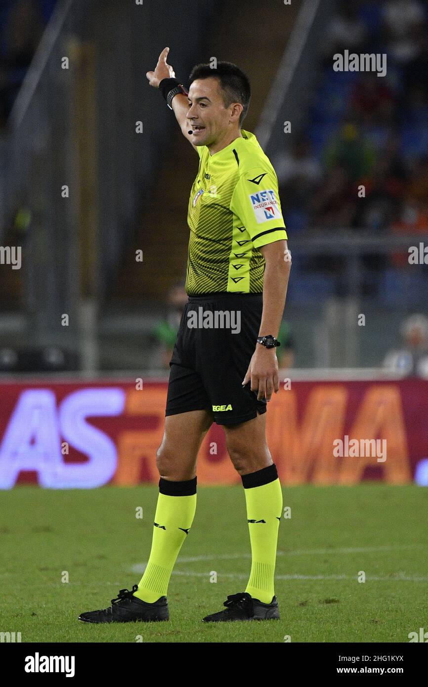 Fabrizio Corradetti 23st septembre 2021 Rome, Italie sport football Roma vs Udinese - Italian football Championship League A TIM 2021/2022 - Olimpico Stadium.Dans le pic: Antonio Rapuano arbitre Banque D'Images