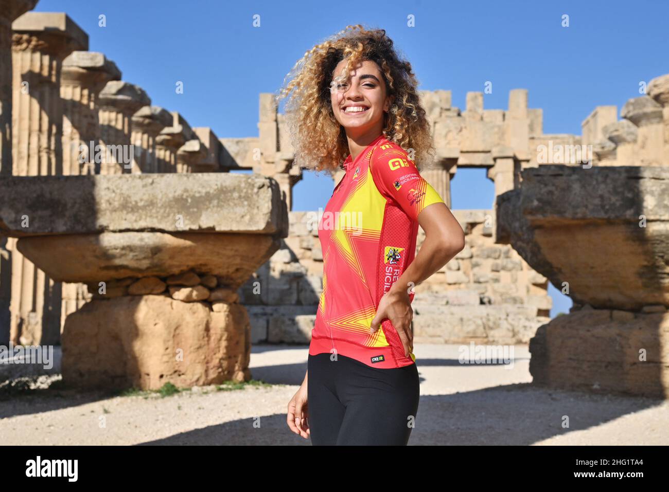 Massimo Paolone/Lapresse 29 septembre 2021 Selinunte, Italie sport Cyclisme il giro di Sicilia 2021 - étape 2 - de Selinunte (Castelvetrano) à Mondello (Palerme) 93,4 miles dans le pic: Miss Banque D'Images