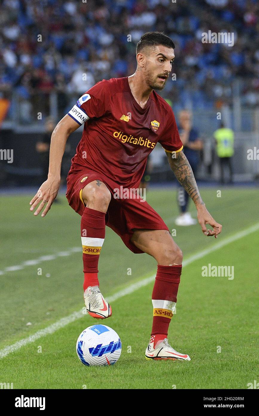 Fabrizio Corradetti / Lapresse 03st octobre 2021 Rome, Italie football sportif Roma vs Empoli - Ligue italienne de football A TIM 2021/2022 - Stade Olimpico.Dans la photo: Lorenzo Pellegrini (COMME Roma) Banque D'Images