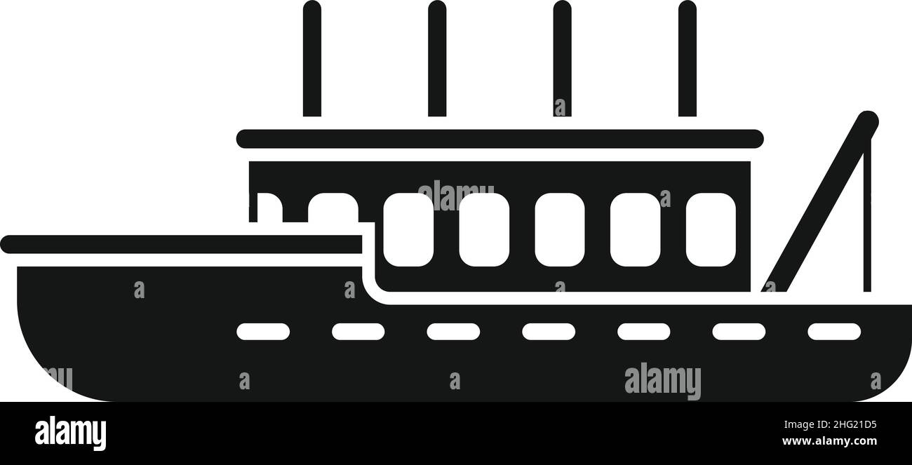 Bateau à poissons commercial icône vecteur simple.Navire de mer.Bateau de pêche Illustration de Vecteur