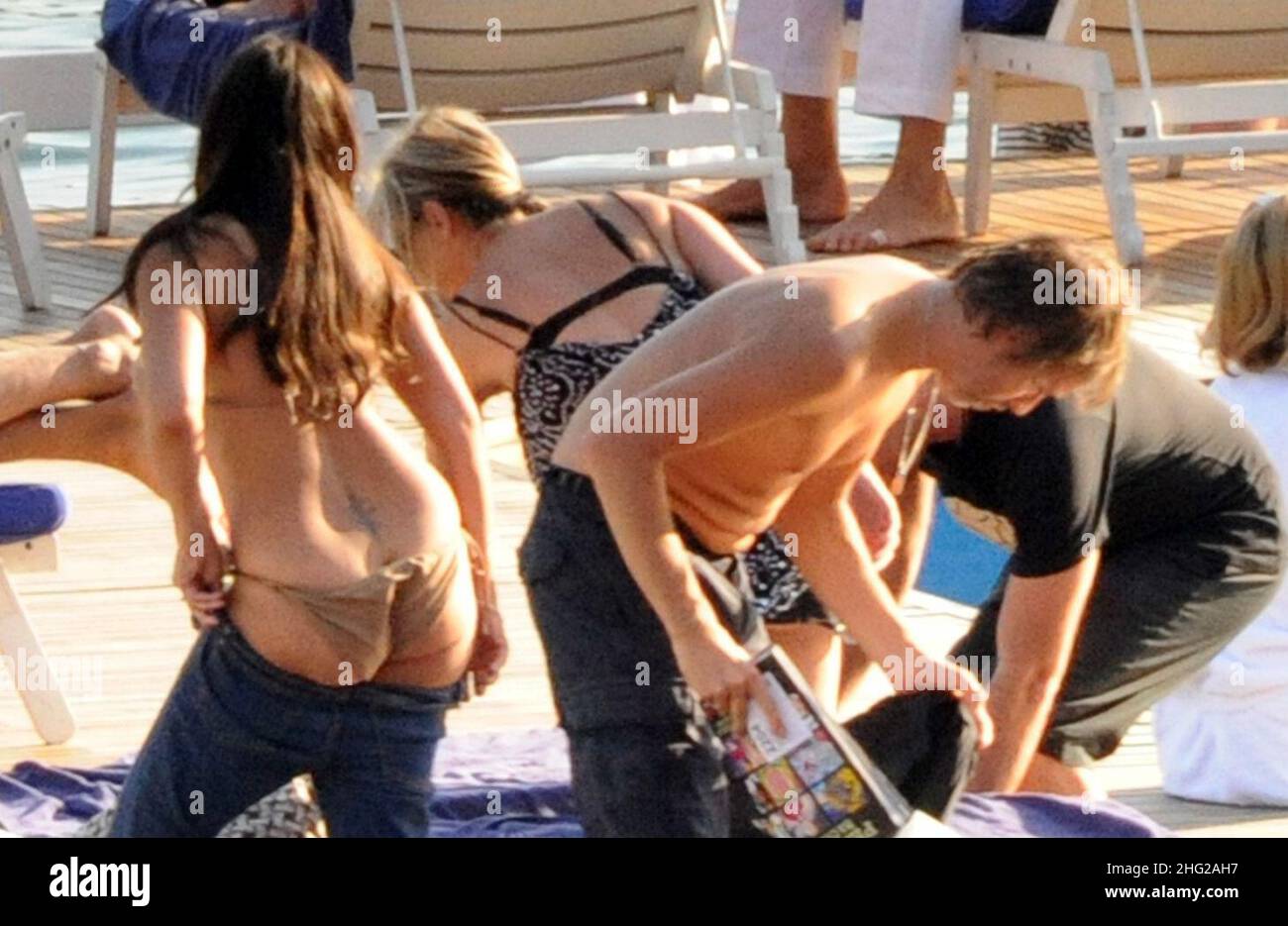 Liam Gallagher et Nicole Appleton (tous les saints) passent leur voyage au lac de Côme avec Andy Bell, membre du groupe Oasis, et sa petite amie 48 heures après qu'Oasis a annoncé qu'ils se sont fracturées, en Italie Banque D'Images