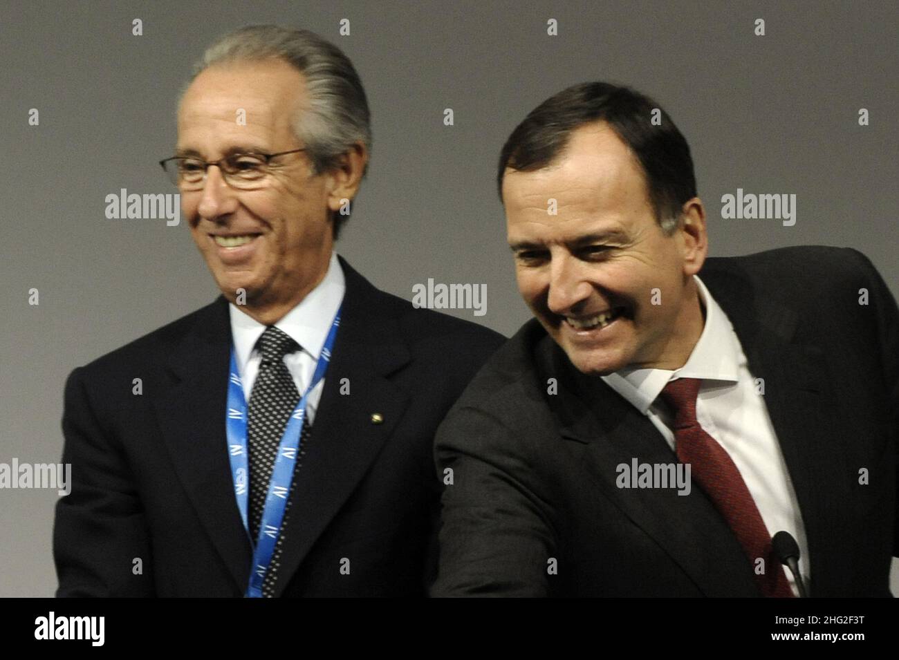 Franco Frattini et Bruno Ermolli lors d'une conférence sur l'Amérique latine et les Caraïbes, Italie Banque D'Images