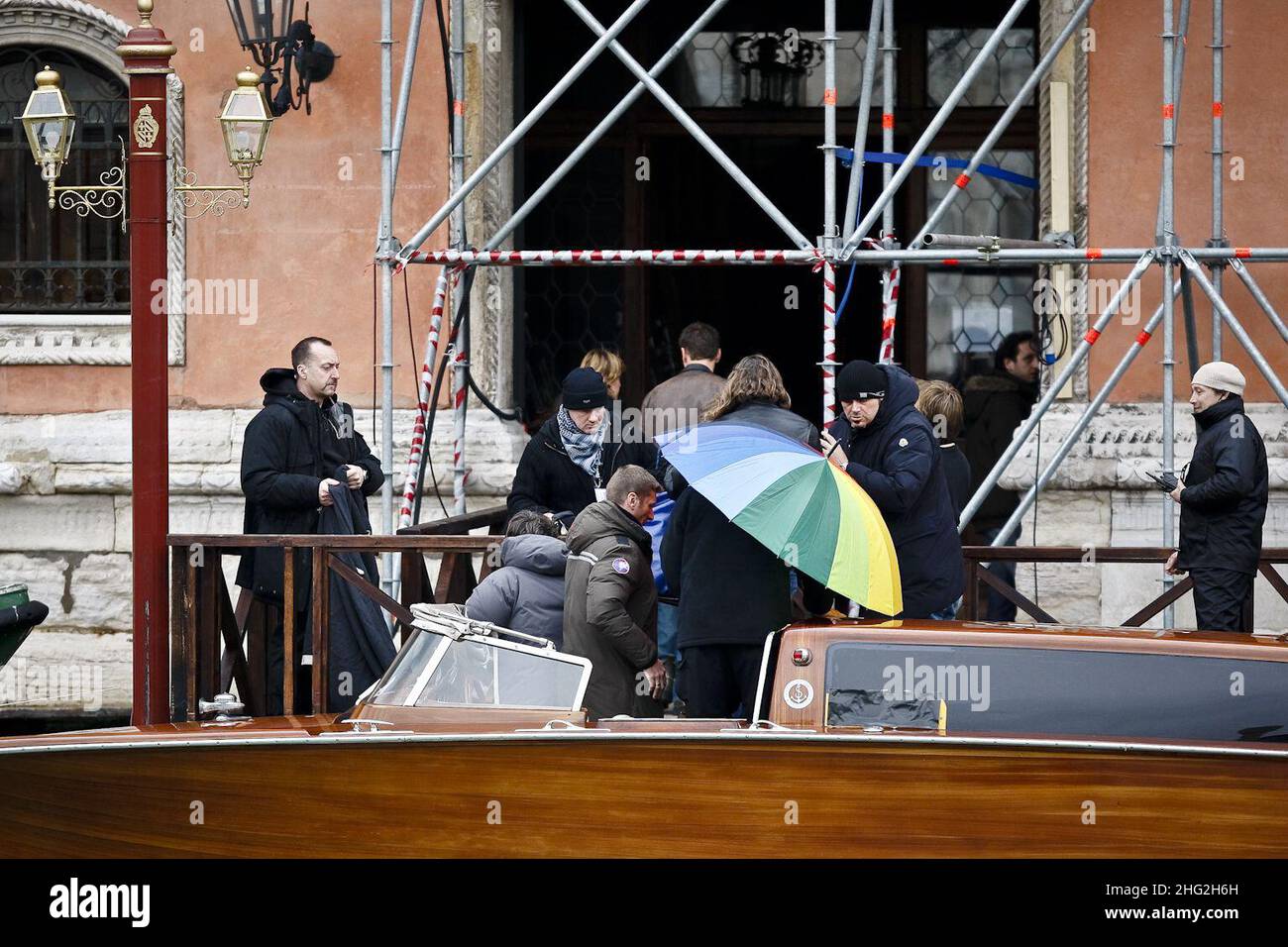 Johnny Deep arrive au Palais Pisani Moretti, le siège du tournage intérieur, le troisième jour du tournage du nouveau film "le Tourisme" réalisé par Florian Henckel Vo Donnersmarck. Banque D'Images