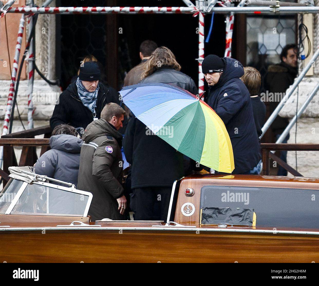 Johnny Deep arrive au Palais Pisani Moretti, le siège du tournage intérieur, le troisième jour du tournage du nouveau film "le Tourisme" réalisé par Florian Henckel Vo Donnersmarck. Banque D'Images