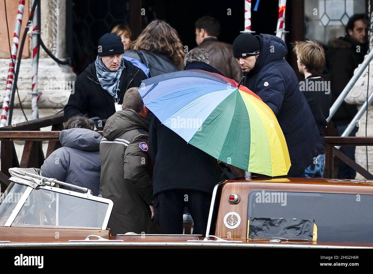 Johnny Deep arrive au Palais Pisani Moretti, le siège du tournage intérieur, le troisième jour du tournage du nouveau film "le Tourisme" réalisé par Florian Henckel Vo Donnersmarck. Banque D'Images