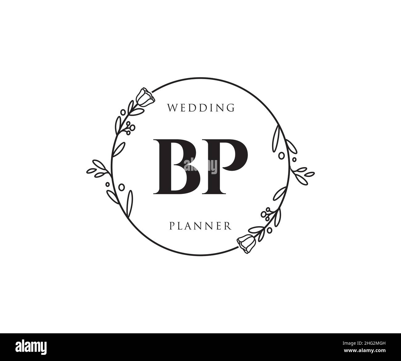 Logo BP féminin.Utilisable pour les logos nature, salon, Spa, cosmétique et Beauté.Elément de modèle de logo Flat Vector. Illustration de Vecteur