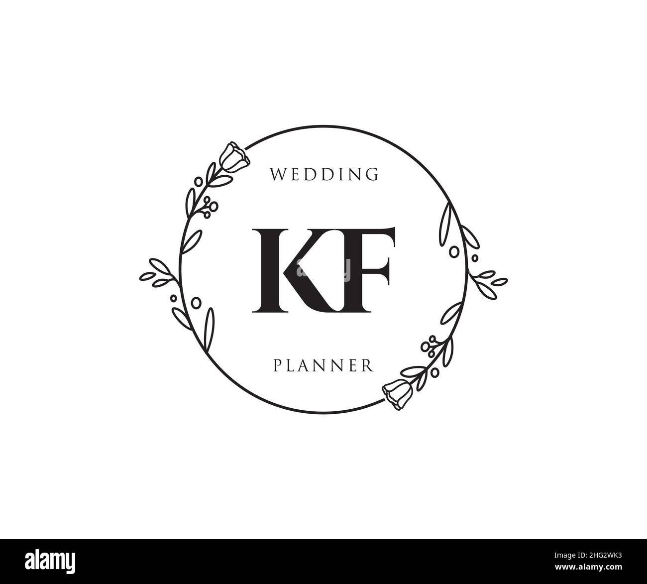 Logo KF féminin.Utilisable pour les logos nature, salon, Spa, cosmétique et Beauté.Elément de modèle de logo Flat Vector. Illustration de Vecteur