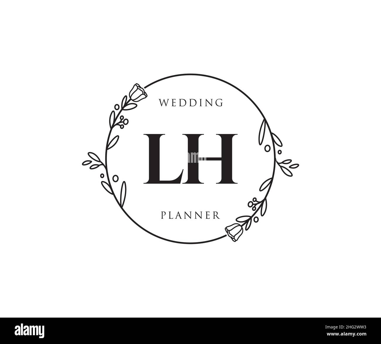 Logo LH féminin.Utilisable pour les logos nature, salon, Spa, cosmétique et Beauté.Elément de modèle de logo Flat Vector. Illustration de Vecteur