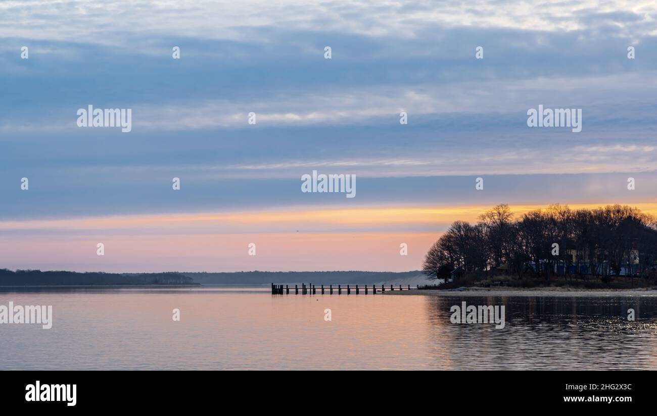Tard dans la journée sur Tyndal point, North Haven, NY Banque D'Images