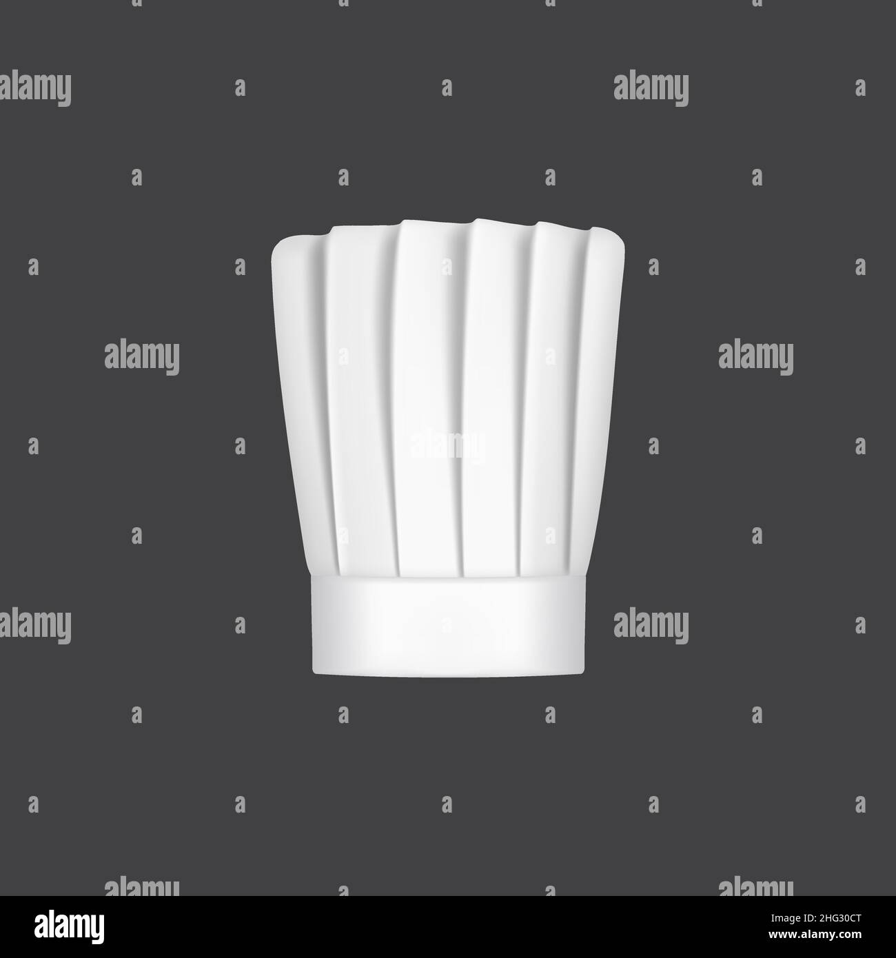 Chapeau de chef réaliste, chapeau de cuisinier et pain toque.3d chapeau de chef blanc.Coiffures de cuisine Vector avec couronne pliée haute, uniforme en coton, costume pour la cuisine Illustration de Vecteur