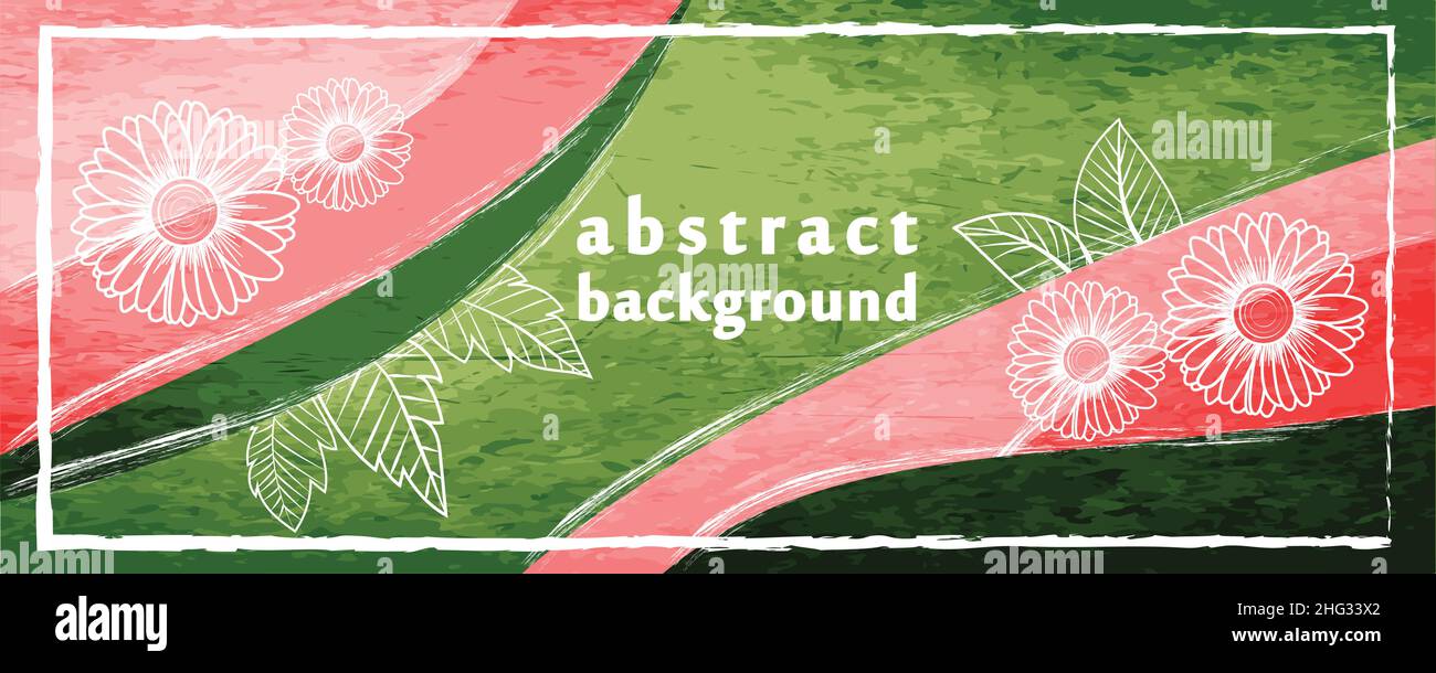 Banderole à fond floral sur le thème du printemps avec fleurs et feuilles Illustration de Vecteur