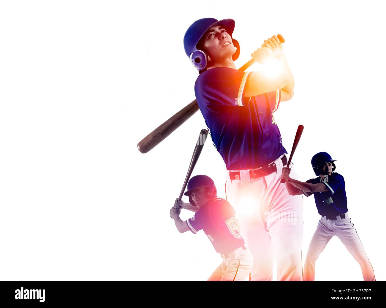 Joueur de baseball hitter dans l'action et les concepts Banque D'Images
