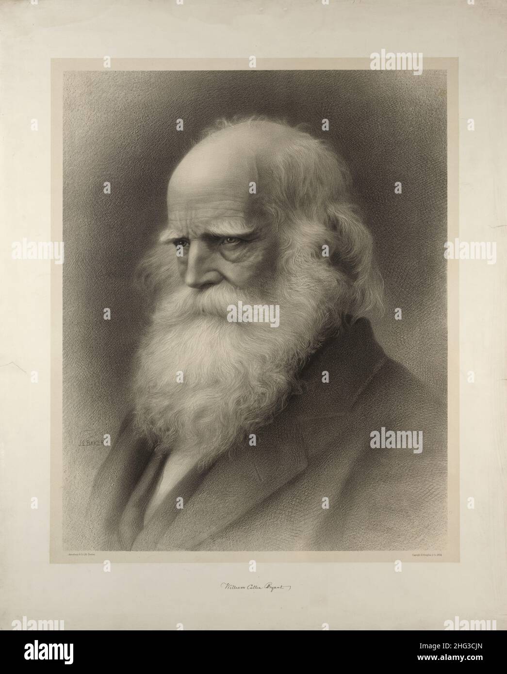 Photo d'archives antique de William Cullen Bryant.William Cullen Bryant (1794 – 1878) était un poète, journaliste et rédacteur en chef américain romantique de longue date Banque D'Images