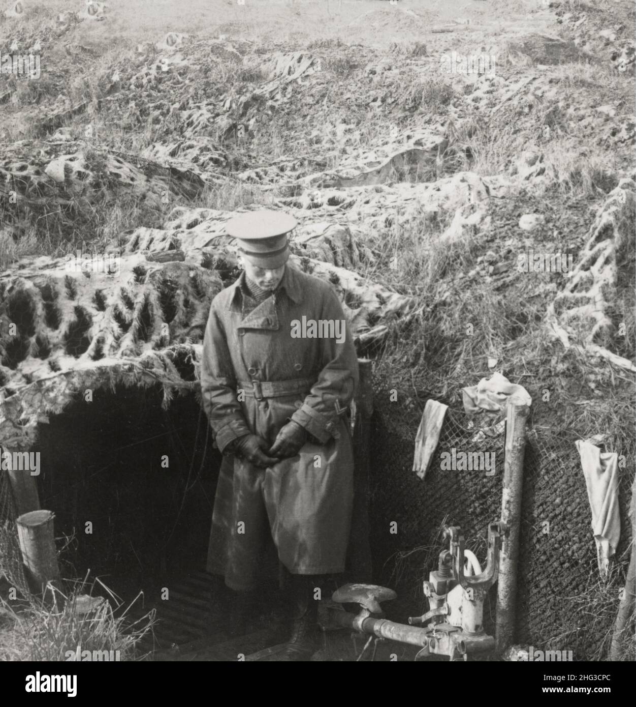 Photo d'époque de la première Guerre mondiale 1914-1918.Tranchées camouflées dans le secteur chemin des Dames.France Banque D'Images
